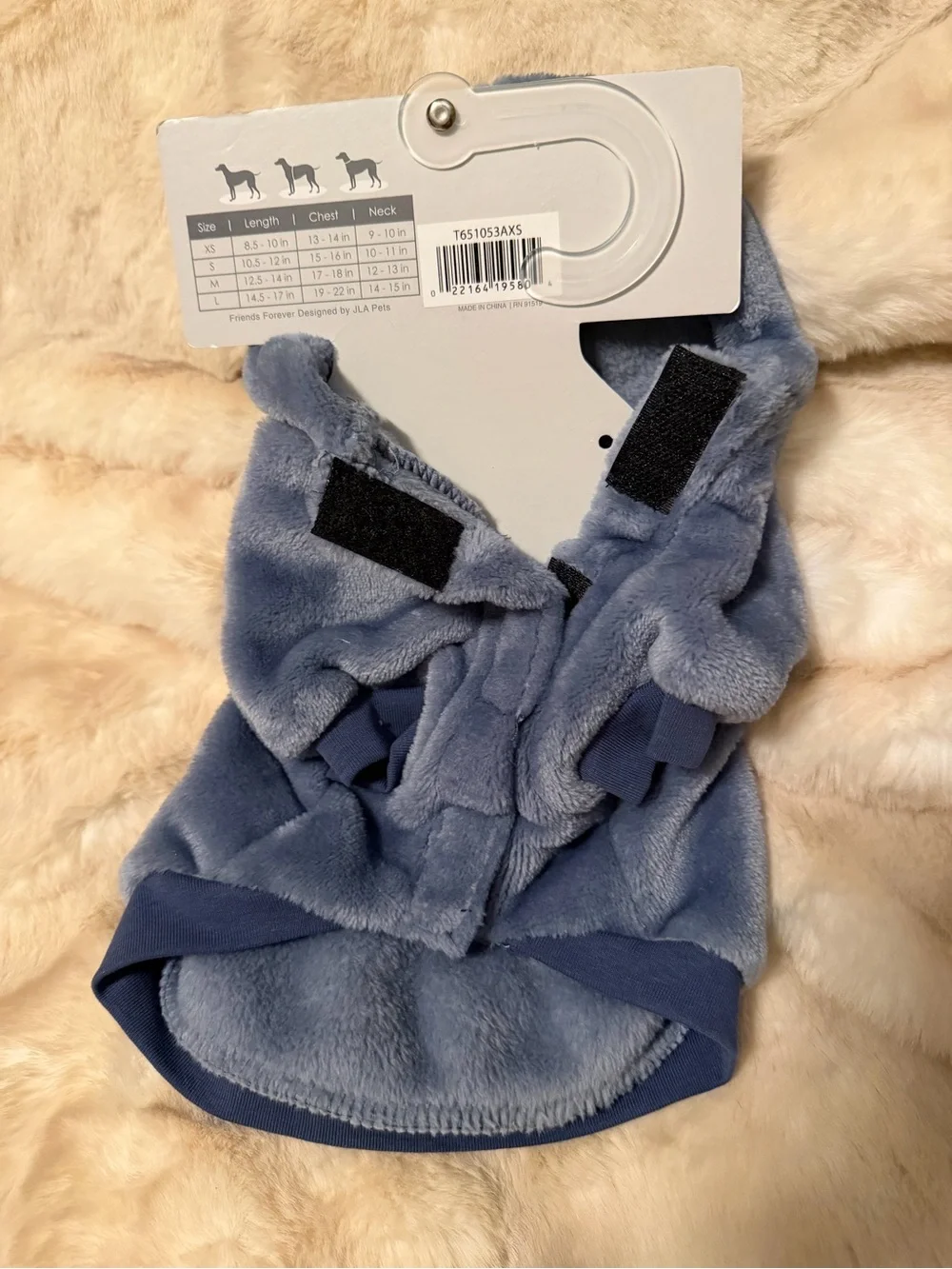 Plush Dog Hoodie - Blue XS
